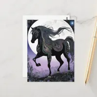 Black Fantasy Horse Postcard