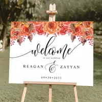 Fall Rustic Floral Autumn Wedding Welcome Foam Boa Foam Board