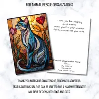 Stained Glass Animal Rescue Organization Gray Cat Thank You Card