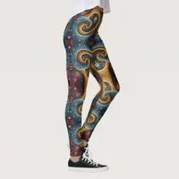 Aztec art,  vibrant, reflecting the culture leggings