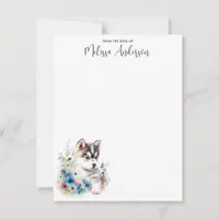 Husky Dog Puppy Watercolor Cute Personalized  Note Card