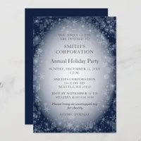 Navy Snowflakes Elegant Corporate Holiday Party  Invitation