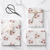 Pink Cottagecore Wildflowers Botanical Print  Wrapping Paper Sheets