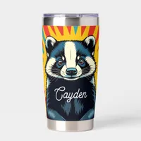 Cute Pop Art Badger Personalized Insulated Tumbler