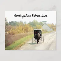 Kalona, Iowa Autumn Amish Horse and Buggy Postcard