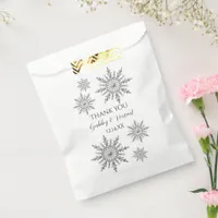 Faux Silver Snowflakes Winter Wedding Thank You Favor Bag