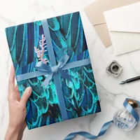  Macaw feather design in blue, watercolor abstract Wrapping Paper