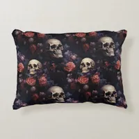 Dark Academia Skulls and Flowers Accent Pillow
