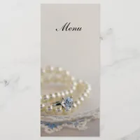Pearls, Diamond Ring and Blue Lace Wedding Menu
