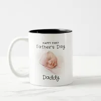 Happy First Father's Day Daddy 2-Photo Two-Tone Coffee Mug