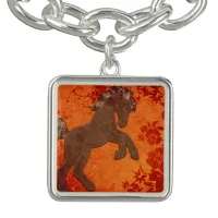 Majestic Horse in Asian Floral Tapestry Bracelet