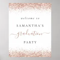 Trendy Rose Gold Glitter Welcome Graduation Party Poster