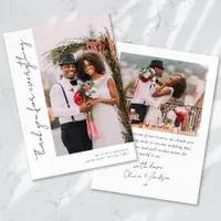 Romantic Script Photo Wedding Thank You Card