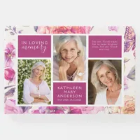 Vintage Floral Photo Collage Funeral Guest Book