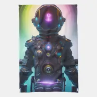 Colorful Atompunk Astronaut digital AI Art Kitchen Towel