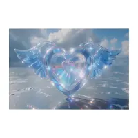 *~* AP78 Glass - Crystal Hearts Angel Wings Acrylic Print