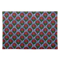 Christmas Ornament Red Green Blue Stained Glass  Cloth Placemat