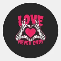 Funny Valentines Day Skeleton Heart Hands Classic Round Sticker