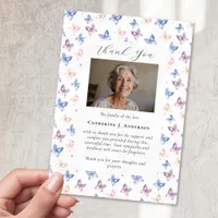 Butterflies Lilac Blue Sympathy Photo Funeral Thank You Card
