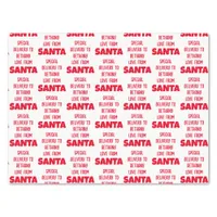 Special Delivery Child Name From Santa Red White  Tissue Paper