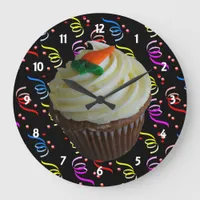 Carrot Cake Cupcake with Confetti Large Clock