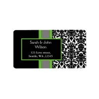 lime damask wedding ,return address label