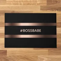 Black rose gold bossbabe motivational doormat