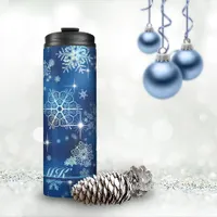 Prettiest Snowflakes Pattern Blue ID846 Thermal Tumbler