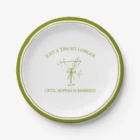 "Tini Bit Longer" Dirty Martini Olive Bachelorette Paper Plates