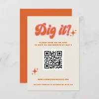 Retro Groovy 70s Cute Ivory Orange Pink QR Code RSVP Card