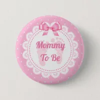 Pink Baby Footprints  Mommy to Be Baby Shower   Button