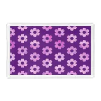 Pretty Purple Flower Pattern Acrylic Tray