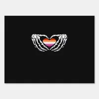 Lesbian Pride Skeleton Halloween Wlw Goth Heart Cl Sign