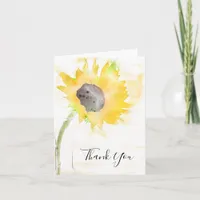 Yellow Sunflower on White Watercolor Thank You
