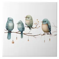 Whimsical Birds on Branches Timeless Elegance Ceramic Tile