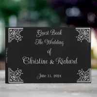 Bold Black and White Vintage Wedding Personalized Guest Book