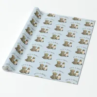 Its a boy, Baby & Teddy Bear Baby Shower Gift Wrap