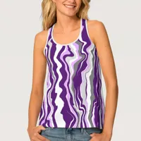 Purple Marble Fluid Art Stripes   Tank Top