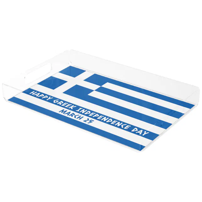 Happy Greek Independence Day Greek Flag Acrylic Tray