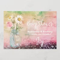 *~* Watercolor Mason Jar Floral Rustic Baby Shower Invitation