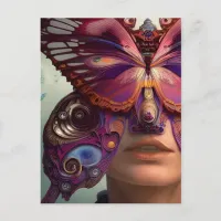 Butterflies are all I see #AIArt Butterfly on Face Postcard