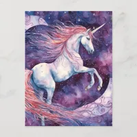 Unicorn with the moon pink white purple  postcard