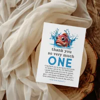 water blue fish 1st birthday thank you card!