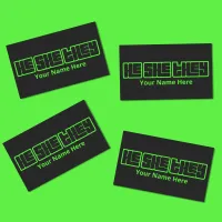 He She They Bold Green and Black Rectangular Sticker