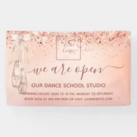 Reopening rose gold pink ballet dance school  banner