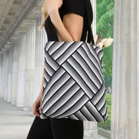 Modern stripes in black, white and gray - cool   tote bag