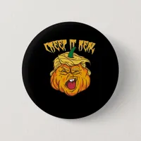 Crazy Halloween Pumpkin Trumpkin Costume Button