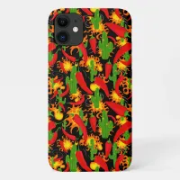 Hot Chilli Pepper, Flames and Cactus Print iPhone 11 Case