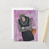 Surreal Hummingbird Headed Woman Collage Postcard