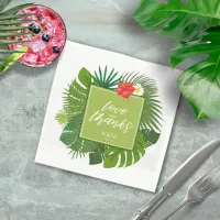 Watercolor Tropical Wedding Thanks Green V2 ID577 Napkins